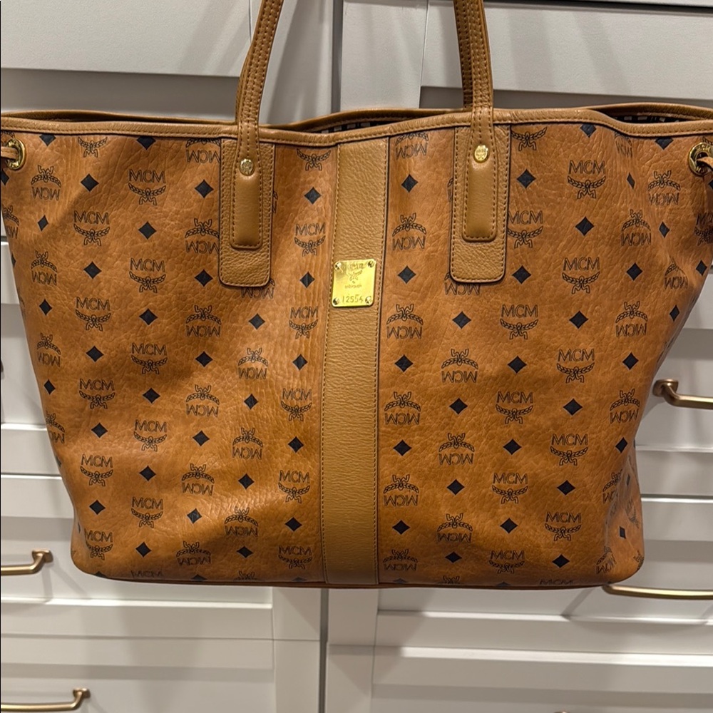 MCM Cognac Monogram Tote